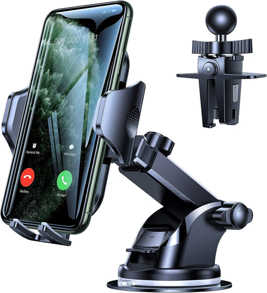 VICSEED Car Phone Mount, [Thick Case & Big Phones Friendly] Long Arm Suction Cup Phone Holder for Car Dashboard Windshield Air Vent Hands Free Clip Cell Phone Holder Compatible with All Mobile Phones