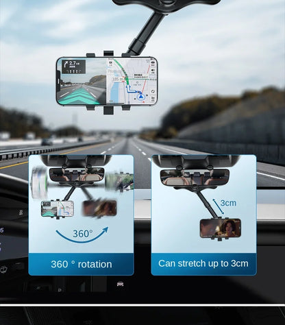 Rearview Mirror 360° Phone Holder – Adjustable Car Mount
